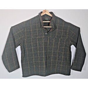Orvis Green Mountain Snap-Neck Pullover XL Men’s Herringbone Plaid Sweater